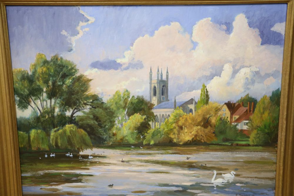 Sylvan Alleyne, watercolour, Lily pond, signed, 43 x 32cm